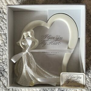 BNIB Wedding picture frame ivory silver fits 5x7 photo